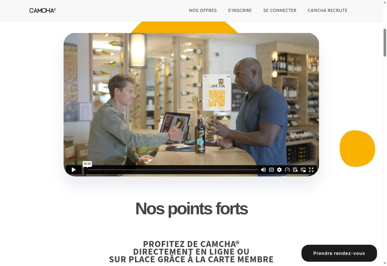 Section de présentation vidéo du site CAMCHA actuel