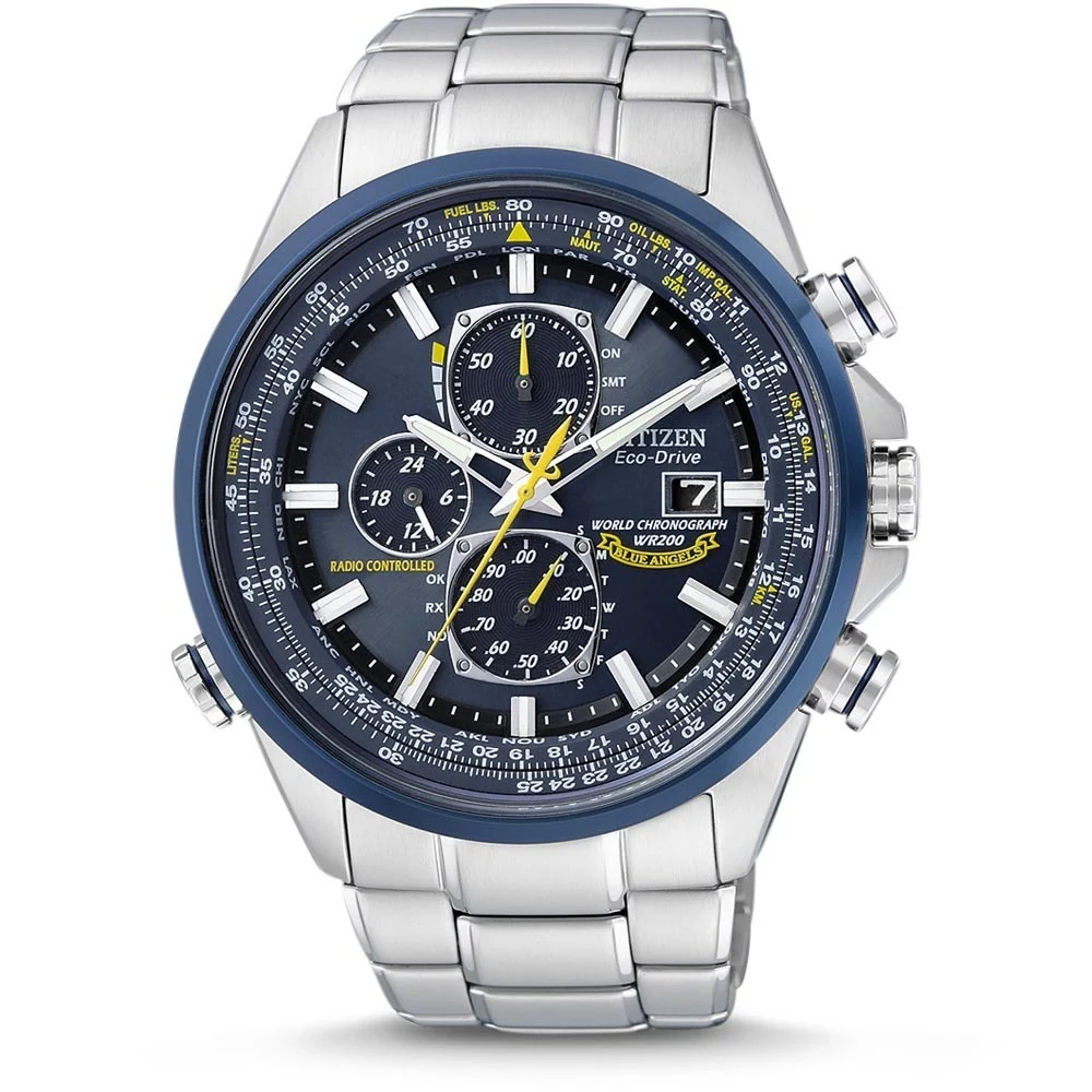 Montre Citizen AT8020-54L, cadran bleu et bracelet acier, au catalogue GPMA