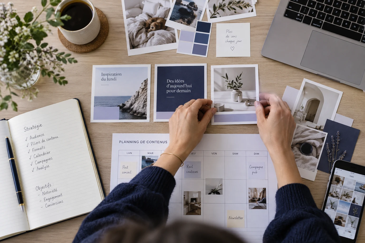Illustration : construction d’un calendrier de contenus et de visuels sociaux